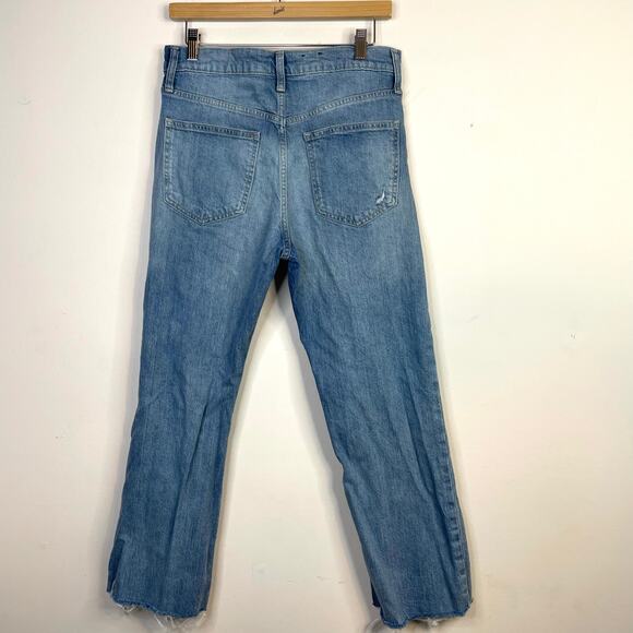 Gap Denim Ankle Flare High Rise Cropped Distressed Stretch Light Jeans 28 6 - Picture 6 of 16